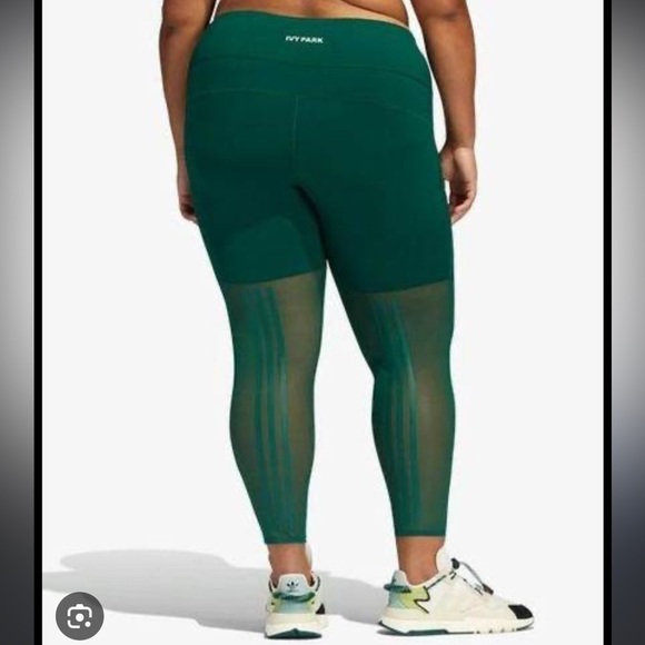 IVY PARK x Adidas Green 3-Stripe Mesh High Leggings - Picture 2 of 10